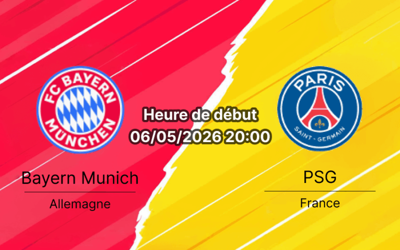 Pronostic Bayern Munich vs Paris Saint-Germain – demi-finale UEFA Champions League, Allianz Arena Munich, 6 mai 2026, analyse tactique et cotes