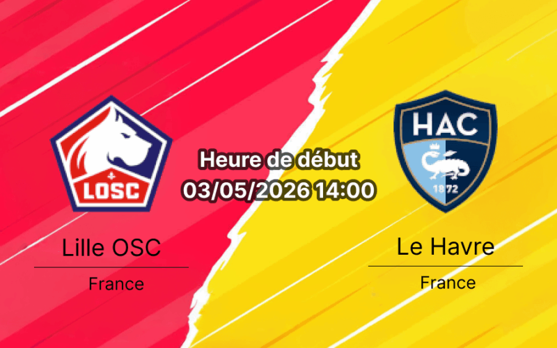 Pronostic Lille OSC vs Le Havre AC – Ligue 1 36e journée 03 mai 2026 – Analyse tactique H2H xG et cotes de paris Stade Pierre-Mauroy