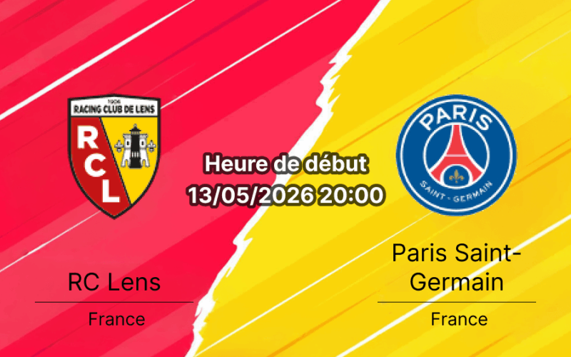 Pronostic RC Lens Paris Saint-Germain – Stade Bollaert-Delelis, Ligue 1 journée 29, 13 mai 2026
