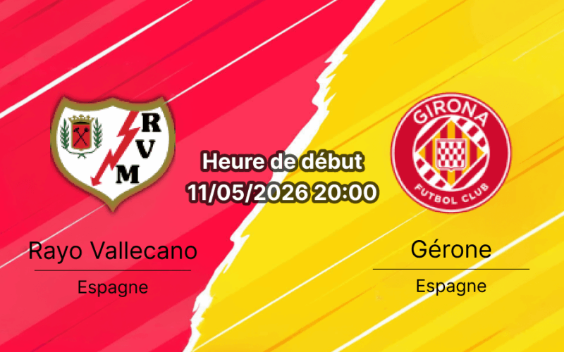 Pronostic Rayo Vallecano Gérone – Campo de Vallecas Madrid, La Liga journée 35, 11 mai 2026