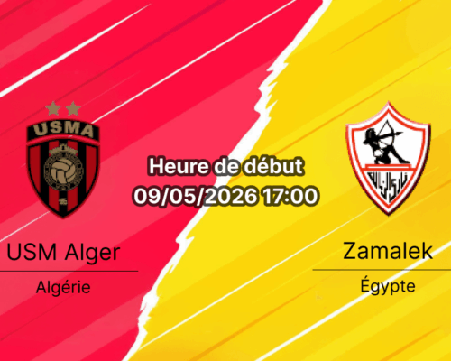 Pronostic USM Alger Zamalek – Stade du 5 Juillet 1962, Alger, finale aller TotalEnergies CAF Confederation Cup 9 mai 2026