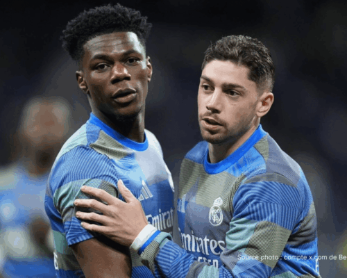 Aurélien Tchouaméni et Federico Valverde lors d'une séance d'entraînement du Real Madrid à Valdebebas — altercation avant le Clásico Barcelone Real Madrid 10 mai 2026