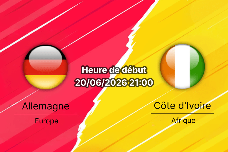 Pronostic Allemagne Côte d'Ivoire — BMO Field de Toronto, Groupe E de la Coupe du Monde 2026, samedi 20 juin 2026