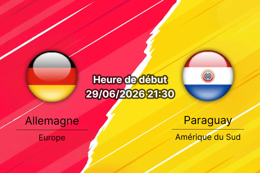 Pronostic Allemagne Paraguay – Gillette Stadium Foxborough, 1/16 de finale Coupe du Monde 2026, 29 juin 2026
