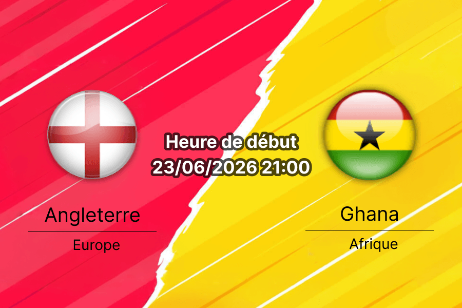Pronostic Angleterre Ghana – Gillette Stadium Foxborough, Groupe L Coupe du Monde 2026, 23 juin 2026