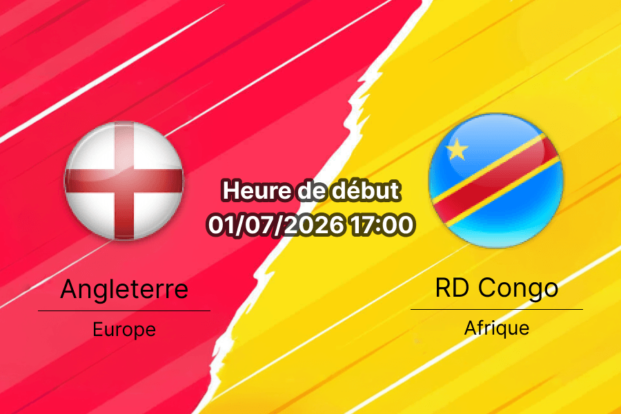 Pronostic Angleterre RD Congo – Mercedes-Benz Stadium Atlanta, 1/16 de finale Coupe du Monde 2026, 1er juillet