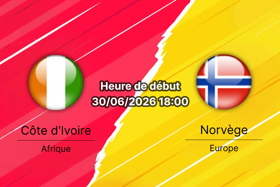 Pronostic Côte d'Ivoire Norvège – AT&T Stadium Arlington, 1/16e de finale Coupe du Monde 2026, 30 juin