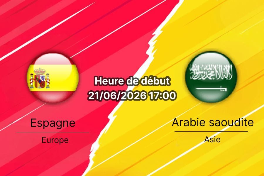 Pronostic Espagne Arabie saoudite – Mercedes-Benz Stadium Atlanta, Coupe du Monde 2026, Groupe H, 21 juin 2026