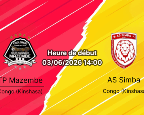 Pronostic TP Mazembe AS Simba – Stade TP Mazembe Lubumbashi, playoffs Illicocash Ligue 1, 3 juin 2026