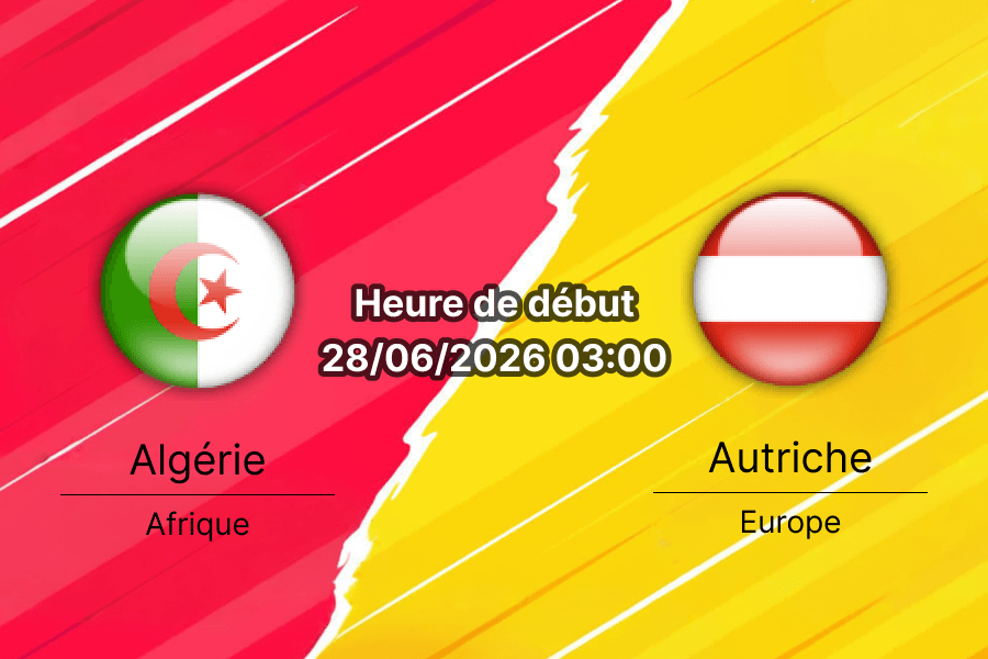 Pronostic Algérie Autriche – Arrowhead Stadium Kansas City, Groupe J Coupe du Monde 2026, 28 juin