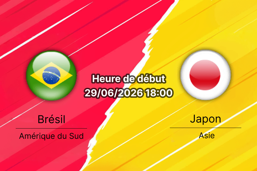 Pronostic Brésil Japon – NRG Stadium Houston, Coupe du Monde FIFA 2026, 29 juin, 1/32e de finale