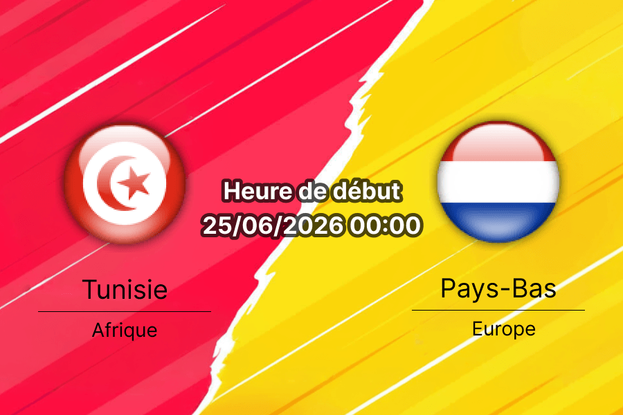 Pronostic Tunisie Pays-Bas — GEHA Field at Arrowhead Stadium Kansas City, Groupe F Coupe du Monde 2026, 26 juin