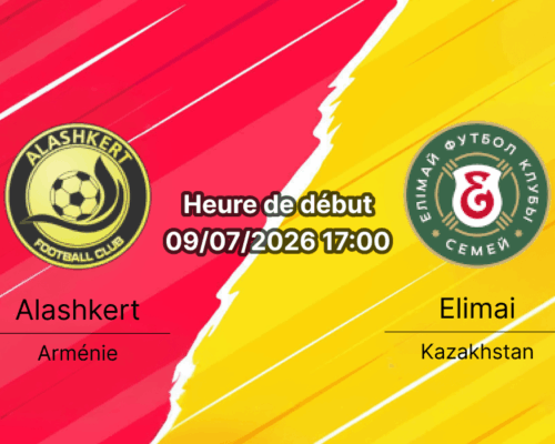 Pronostic Alashkert Elimai – Stade FFA Academy d'Erevan, Ligue Conférence UEFA 1er tour de qualification 9 juillet 2026