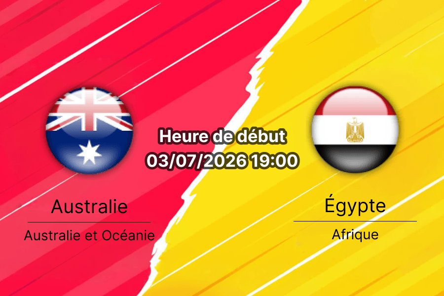 Pronostic Australie Égypte – AT&T Stadium Arlington, 32e de finale Coupe du Monde 2026, 3 juillet 20h00 CAT