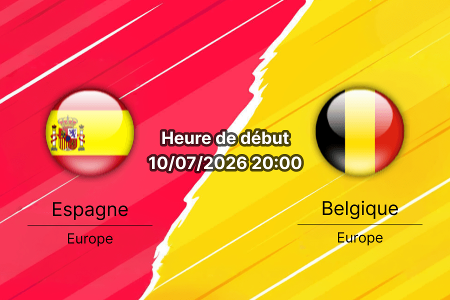 Pronostic Espagne Belgique – SoFi Stadium Inglewood, quart de finale Coupe du Monde 2026, 10 juillet