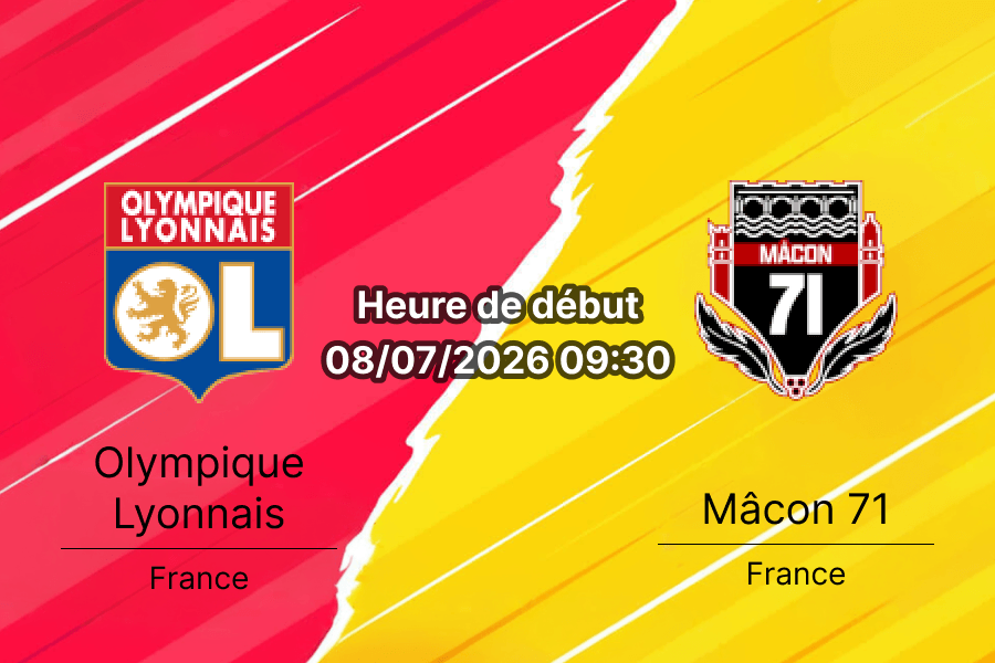Pronostic Lyon Mâcon 71 – Groupama OL Academy Décines-Charpieu, match amical présaison, 8 juillet 2026
