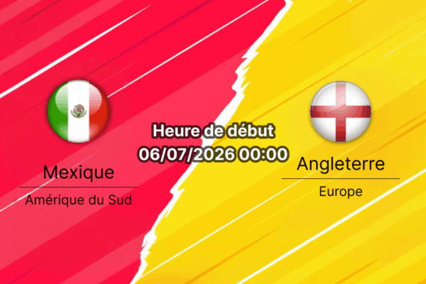 Pronostic Mexique Angleterre – Estadio Azteca Mexico City, 8e de finale Coupe du Monde 2026, 6 juillet 2026