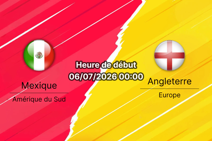 Pronostic Mexique Angleterre – Estadio Azteca Mexico City, 8e de finale Coupe du Monde 2026, 6 juillet 2026