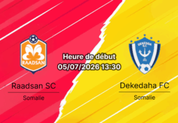 Pronostic Raadsan Dekedda — Mogadishu Stadium, Somali National League, 5 juillet 2026 à 11h30 WAT