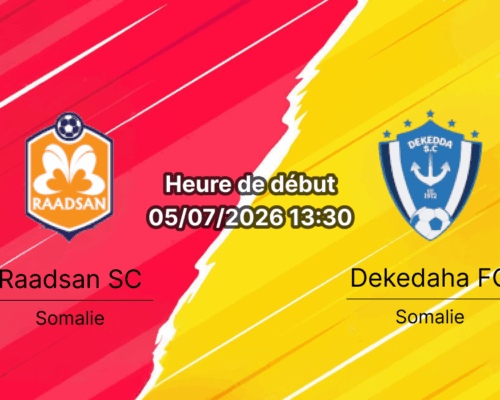 Pronostic Raadsan Dekedda — Mogadishu Stadium, Somali National League, 5 juillet 2026 à 11h30 WAT