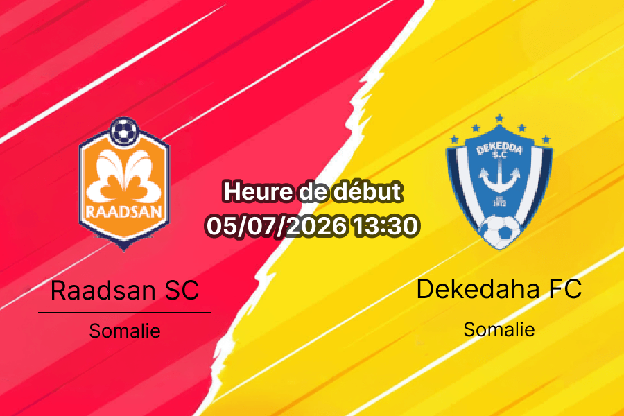 Pronostic Raadsan Dekedda — Mogadishu Stadium, Somali National League, 5 juillet 2026 à 11h30 WAT