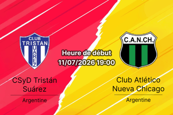 Pronostic Tristán Suárez Nueva Chicago – Estadio 20 de Octubre Ezeiza, Primera B Nacional 2026, 11 juillet