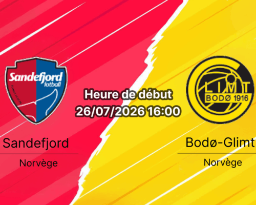 Pronostic Sandefjord Bodø-Glimt – Sandefjord Fotball Stadion, Eliteserien Tour 15 26 juillet 2026