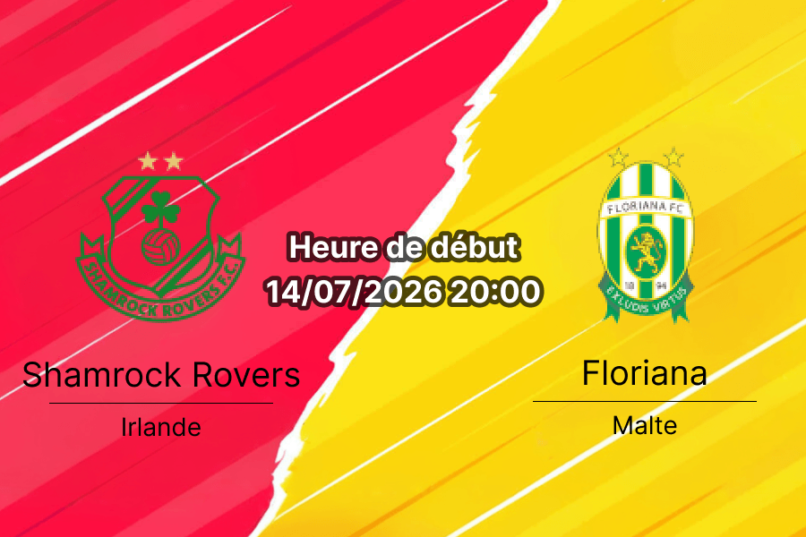 Pronostic Shamrock Rovers Floriana – Tallaght Stadium Dublin, Ligue des champions UEFA 14 juillet 2026