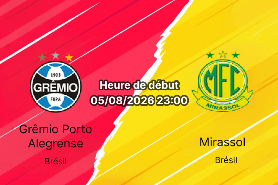 Pronostic Grêmio Mirassol – Arena do Grêmio Porto Alegre, Copa do Brasil oitavas retour, 5 août 2026