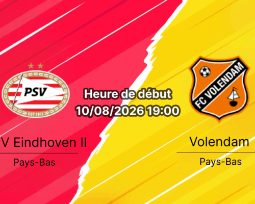 Pronostic Jong PSV Volendam – De Herdgang Eindhoven, Eerste Divisie Tour 1, 10 août 2026