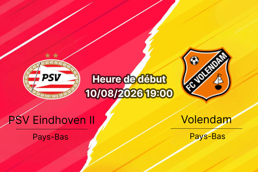 Pronostic Jong PSV Volendam – De Herdgang Eindhoven, Eerste Divisie Tour 1, 10 août 2026