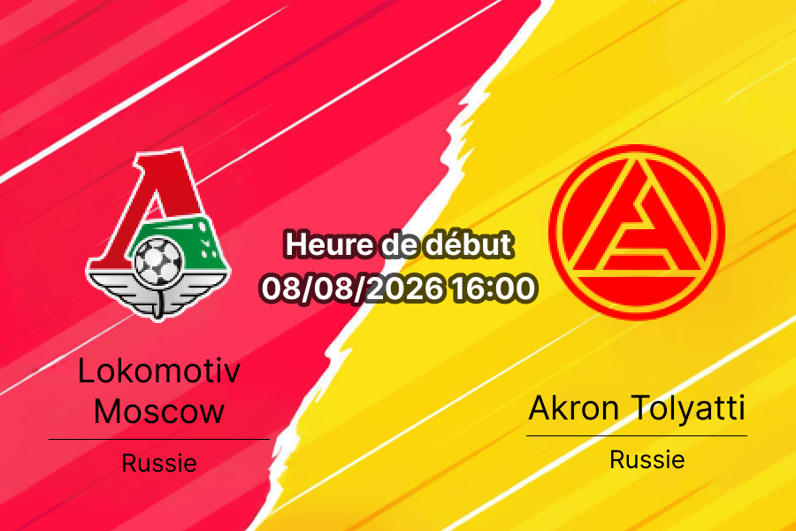Pronostic Lokomotiv Moscou Akron Tolyatti – RZD Arena Moscou, Premier Liga russe Round 3, 8 août 2026
