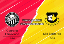 Pronostic Operário Ferroviário São Bernardo – Germano Kruger Ponta Grossa, Série B Rodada 21, 7 août 2026