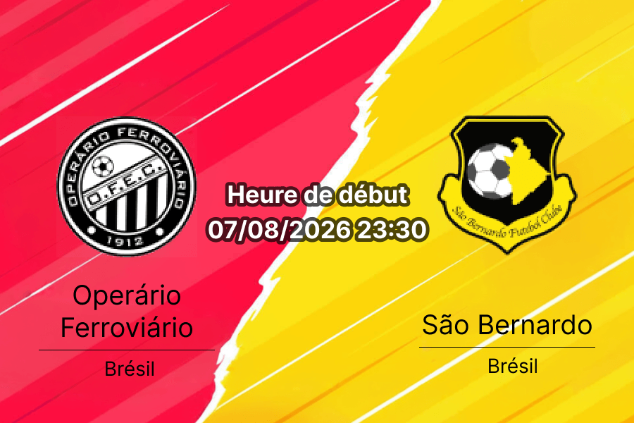 Pronostic Operário Ferroviário São Bernardo – Germano Kruger Ponta Grossa, Série B Rodada 21, 7 août 2026