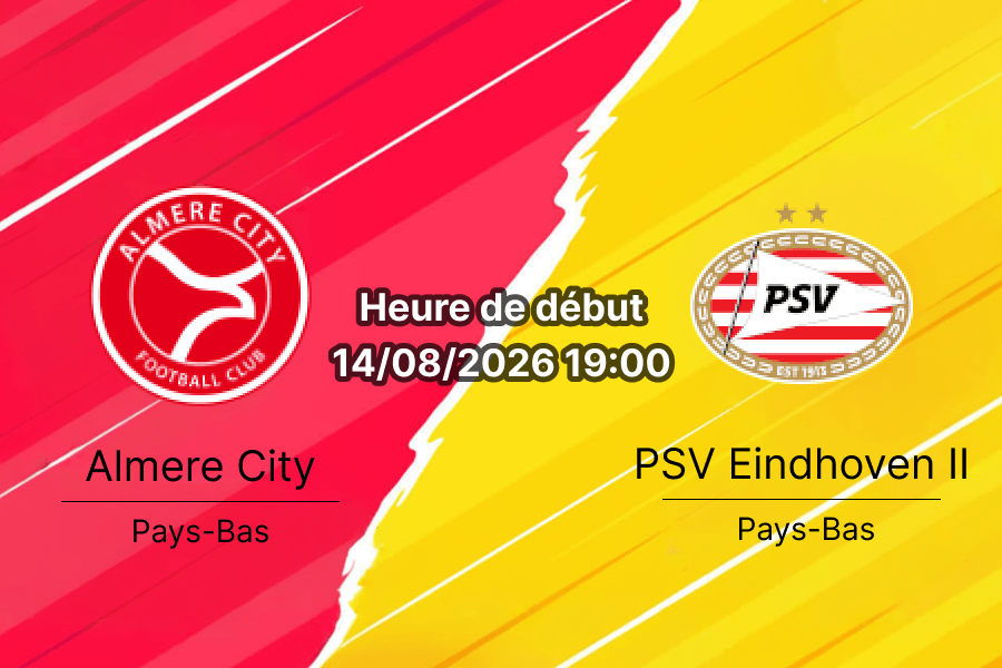 Pronostic Almere City Jong PSV – Yanmar Stadion Almere, Eerste Divisie 14 août 2026