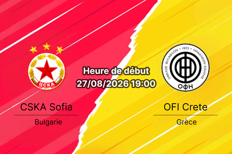 Pronostic CSKA Sofia OFI Crete – Vasil Levski Stadium Sofia, Europa League playoff retour 27 août 2026