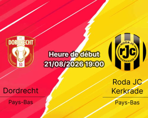 Pronostic Dordrecht Roda JC Kerkrade – M-Scores Stadion, Eerste Divisie 21 août 2026