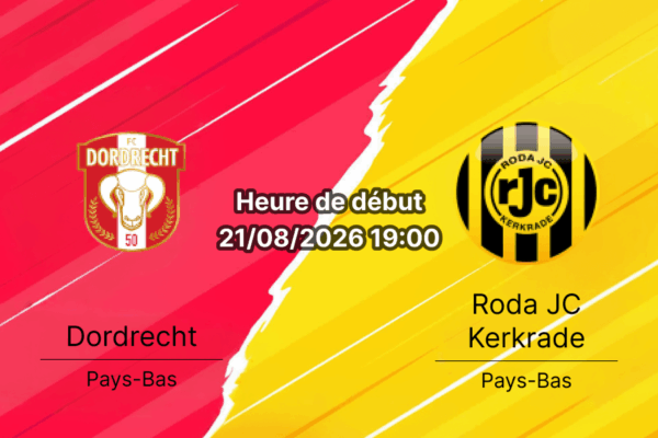 Pronostic Dordrecht Roda JC Kerkrade – M-Scores Stadion, Eerste Divisie 21 août 2026