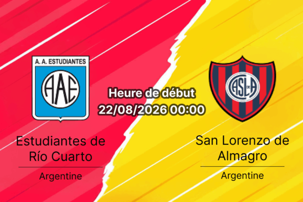 Pronostic Estudiantes Rio Cuarto San Lorenzo – Estadio Antonio Candini, Liga Profesional Clausura 22 août 2026