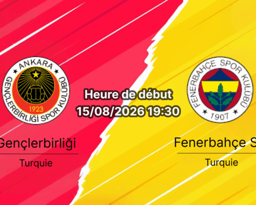 Pronostic Gençlerbirliği Fenerbahçe – Eryaman Stadium Ankara, Süper Lig 15 août 2026