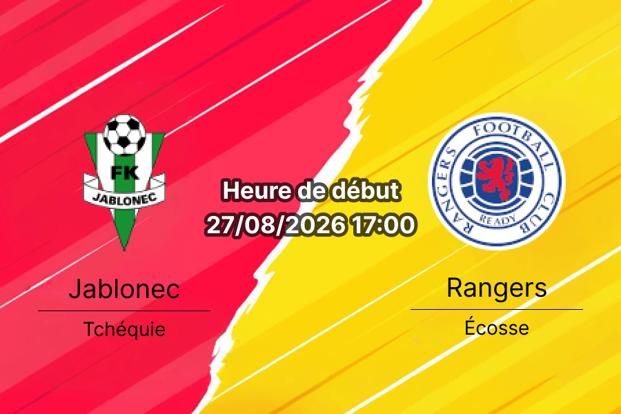 Pronostic Jablonec Rangers – Stadion Střelnice Jablonec, Conference League playoff 27 août 2026