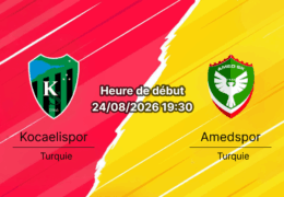 Pronostic Kocaelispor Amedspor – Kocaeli Stadyumu, Süper Lig journée 2, 24 août 2026