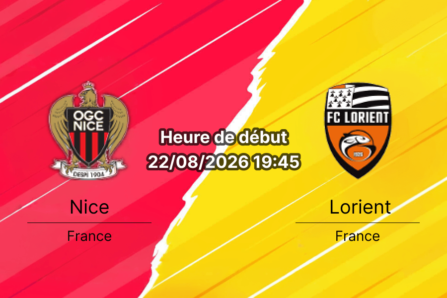 Pronostic Nice Lorient – Allianz Riviera, Ligue 1 McDonald's journée 1, 22 août 2026