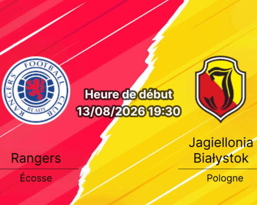Pronostic Rangers Jagiellonia – Ibrox Stadium Glasgow, Europa League 3e tour 13 août 2026
