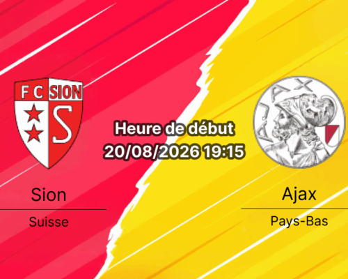 Pronostic Sion Ajax – Stade de Tourbillon Sion, Conference League 20 août 2026