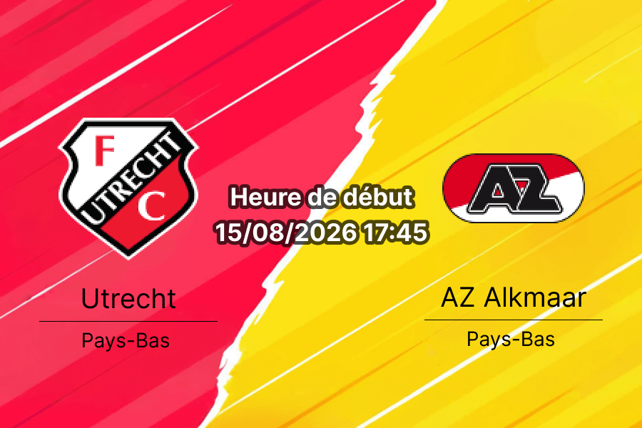 Pronostic Utrecht AZ Alkmaar – Stadion Galgenwaard, Eredivisie 15 août 2026