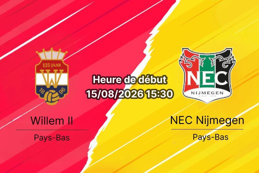 Pronostic Willem II NEC – Koning Willem II Stadion Tilburg, Eredivisie 15 août 2026