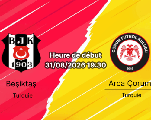 Pronostic Beşiktaş Arca Çorum – Vodafone Park Istanbul, Süper Lig 3e journée 31 août 2026