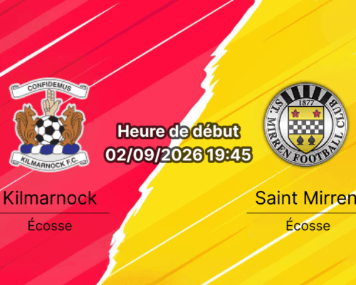 Pronostic Kilmarnock Saint Mirren – Rugby Park, Scottish Premiership 5e journée 2 septembre 2026