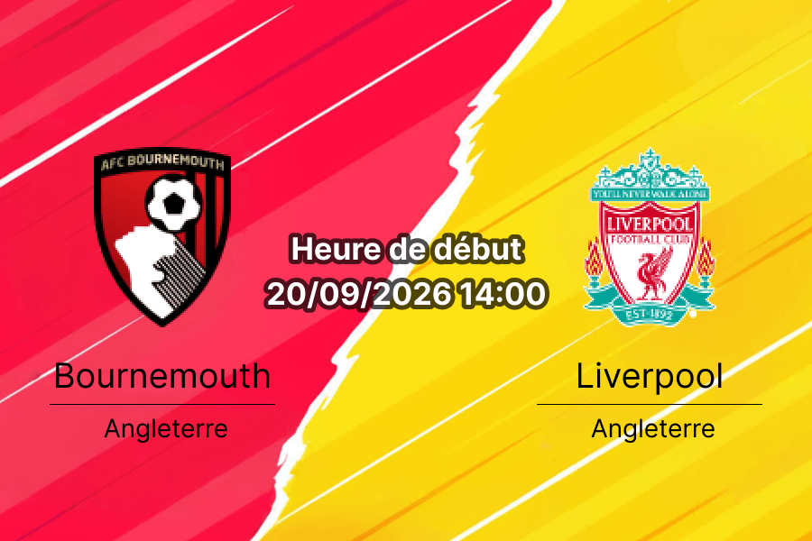Pronostic Bournemouth Liverpool – Vitality Stadium, Premier League journée 5, 20 septembre 2026